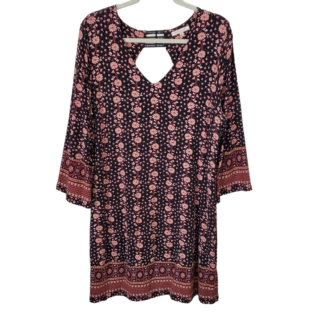 Skies Are Blue Black Floral Wren Knit Dress